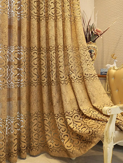 Hollow perforated bedroom curtains