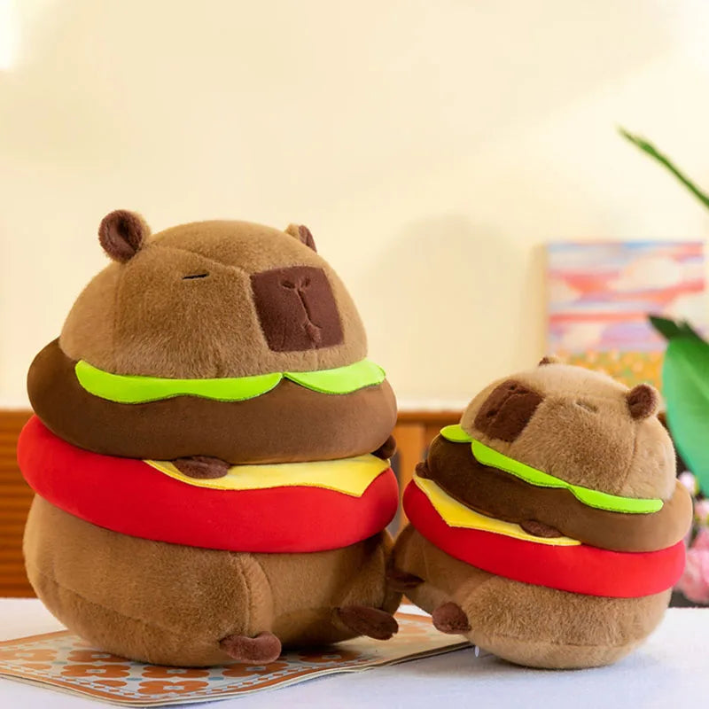 Hamburger Capybara Plush Shaped Pillow