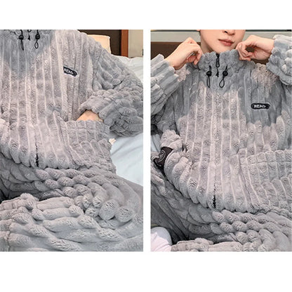 Coral Fleece Men's Winter Warm Pajamas Set