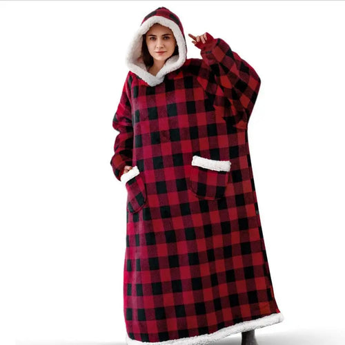 Long Hooded Winter Blanket With Sleeves