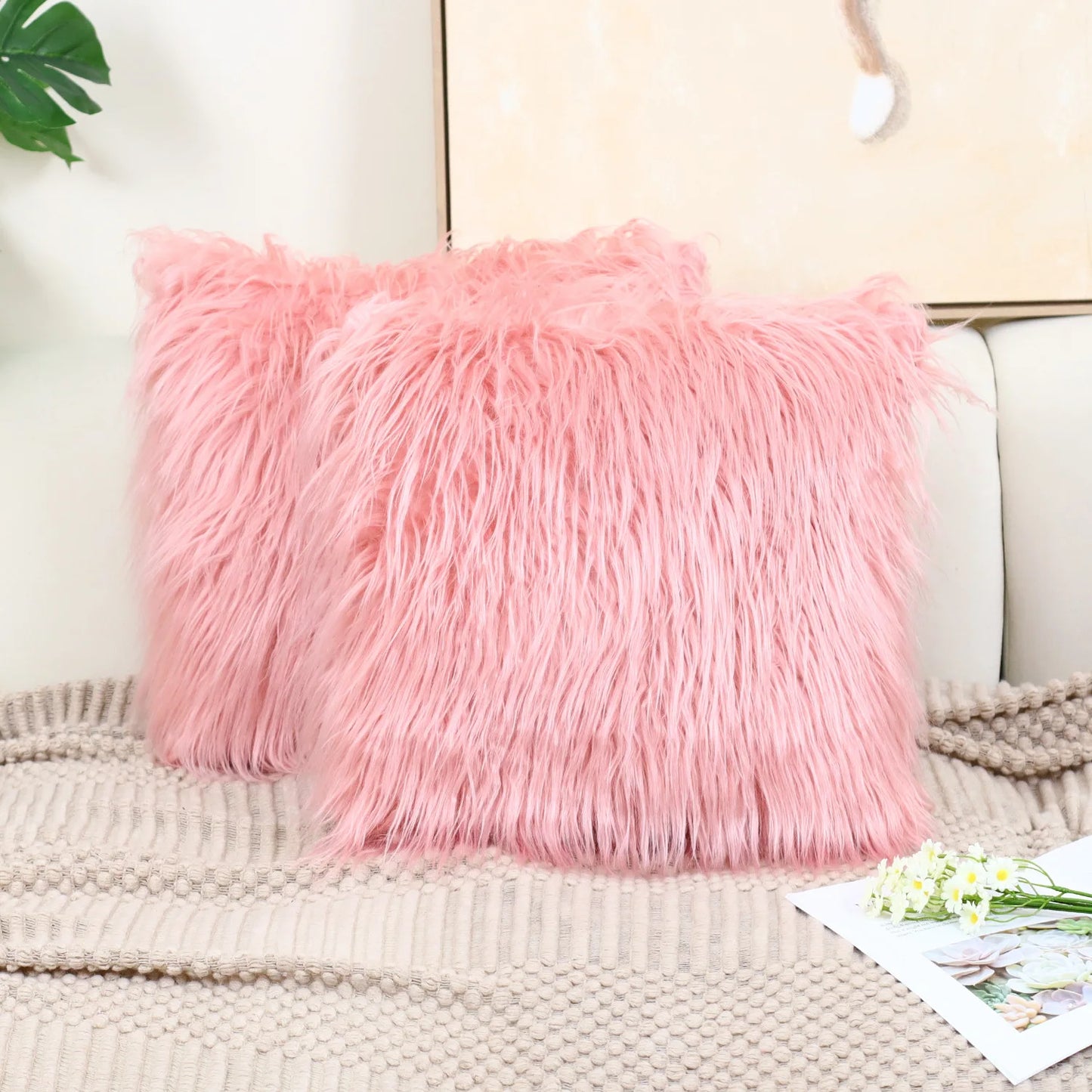 2 Piece White Plush Pillowcase