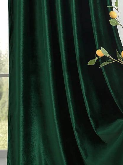Velvet solid color bedroom curtains
