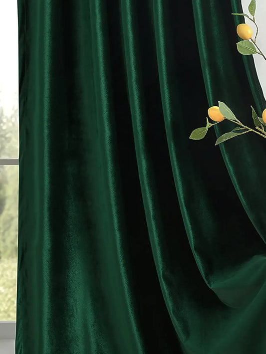 Velvet solid color bedroom curtains