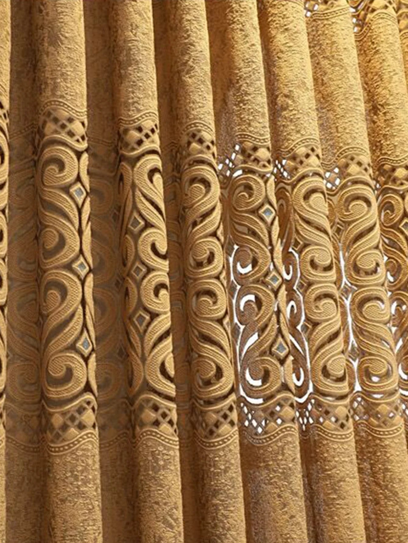 Hollow perforated bedroom curtains