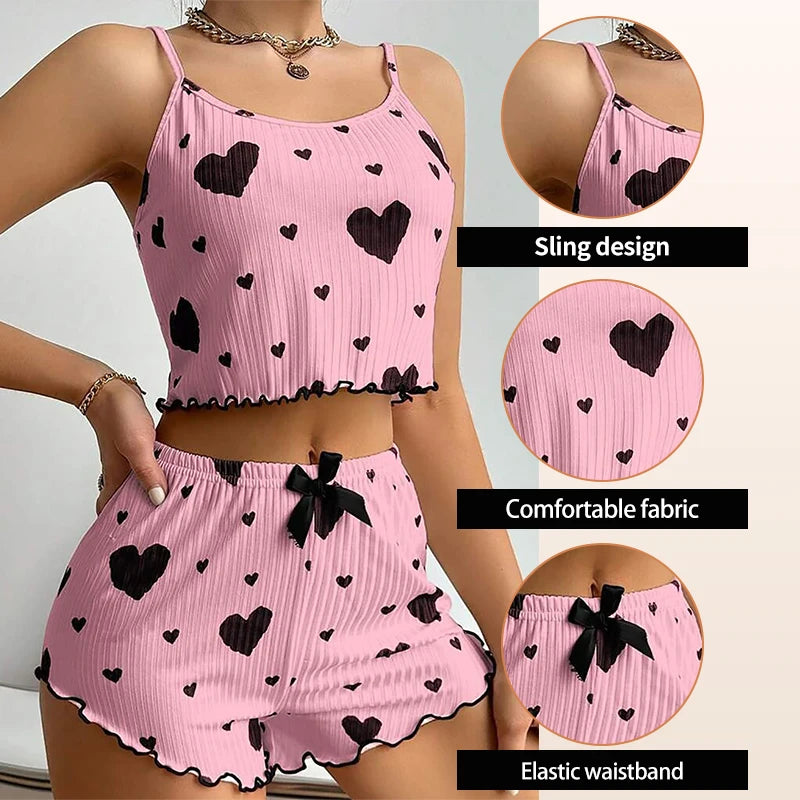 Women's Hearts Pajamas Set Sleepwear