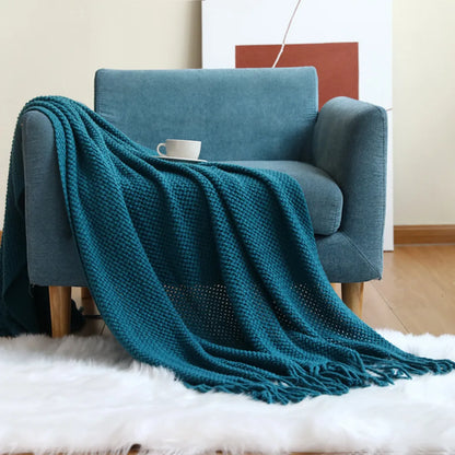 Inya Mustard Nordic Knitted Throw Blanket