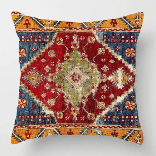 Ethnic Persian Carpet Print Linen Throw Pillow Cover