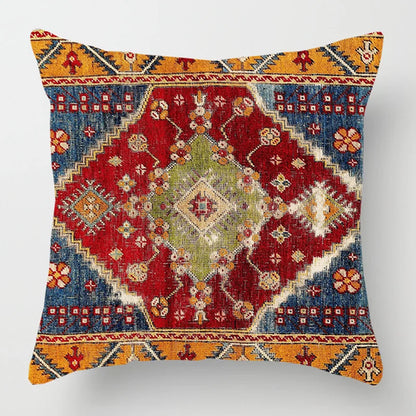 Ethnic Persian Carpet Print Linen Throw Pillow Cover