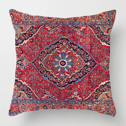 Ethnic Persian Carpet Print Linen Throw Pillow Cover