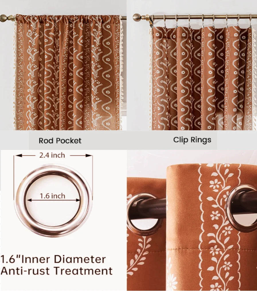 Bohemian style living room curtains