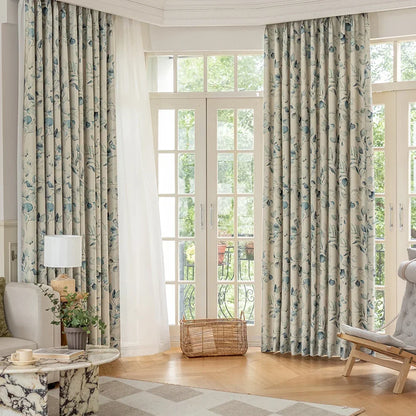 Green Leaves Printed Blackout Curtain