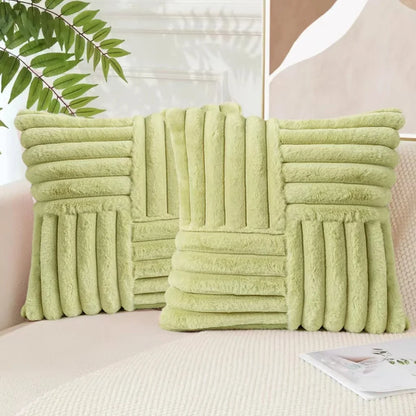 2pcs Artificial Plush Throw Pillow Covers