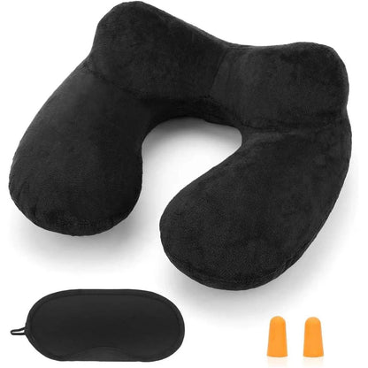Inflatable Travel Pillow with Soft Velvet Cover