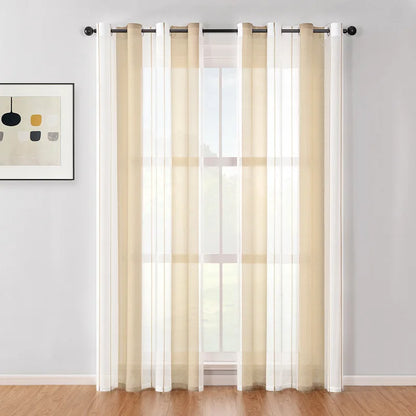 Stripped Window Sheer Curtain Bedroom Curtains