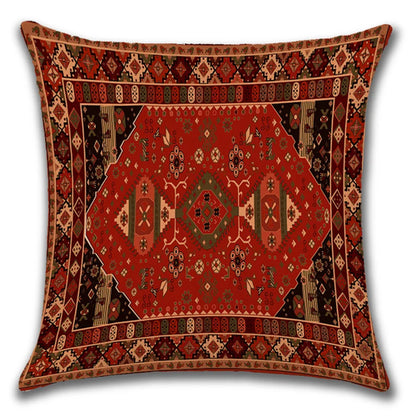 Ethnic Persian Carpet Print Linen Throw Pillow Cover