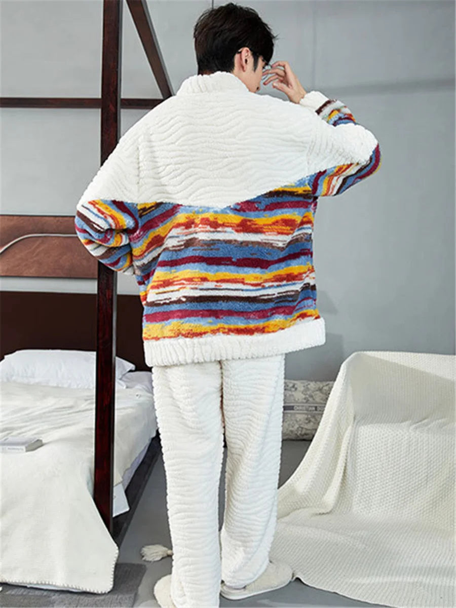 Men's Winter Warm Coral Fleece Loungewear Set
