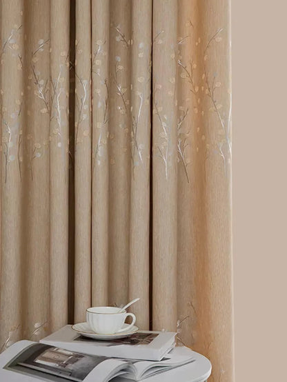 Cream yellow garden living room curtains