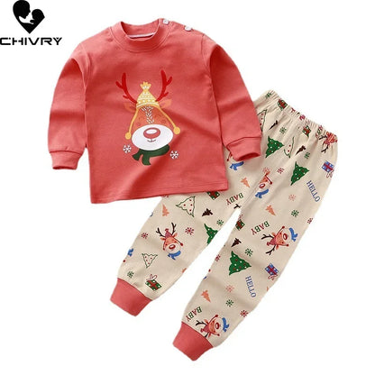 Cartoon Print Pajama Sets Long Sleeve