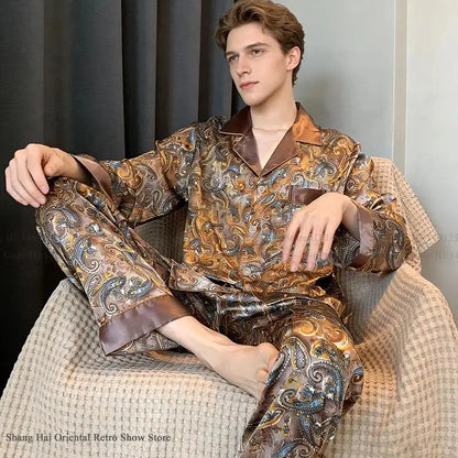 Plus Size Men's Pajamas 2PCS Sleepwear Set