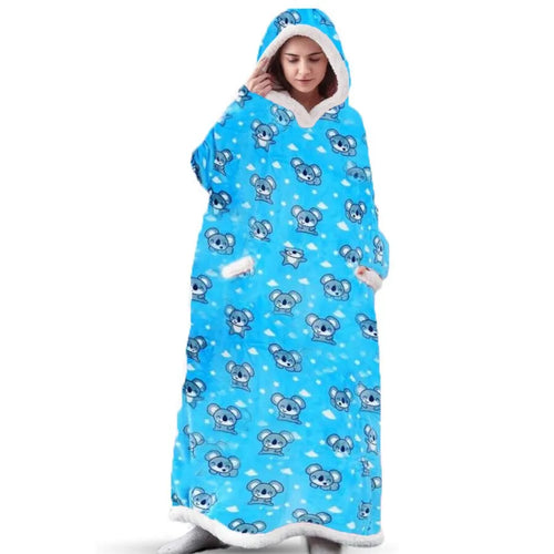 Long Hooded Winter Blanket With Sleeves