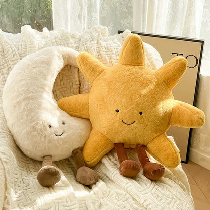 White Moon and Yellow Sun Novelty Pillow