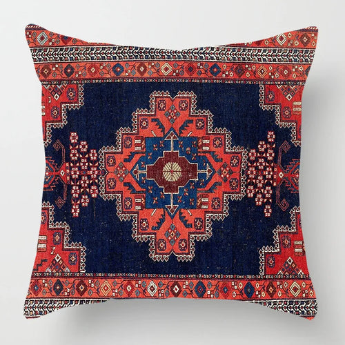 Ethnic Persian Carpet Print Linen Throw Pillow Cover