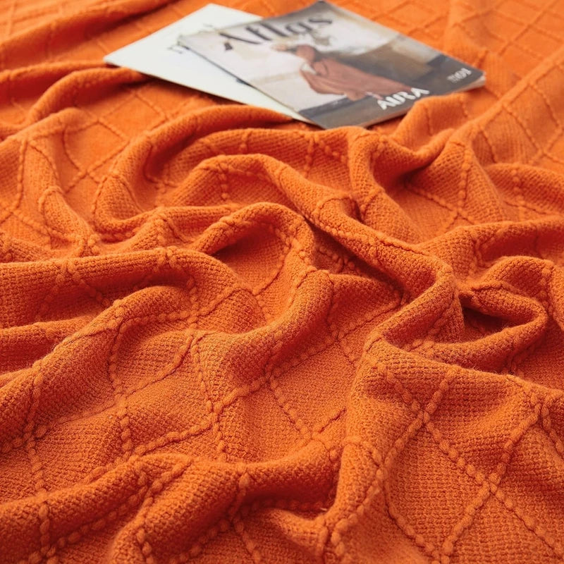 Orange Gift Knitted Throw Blankets