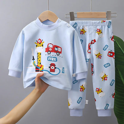 Cartoon Print Pajama Sets Long Sleeve