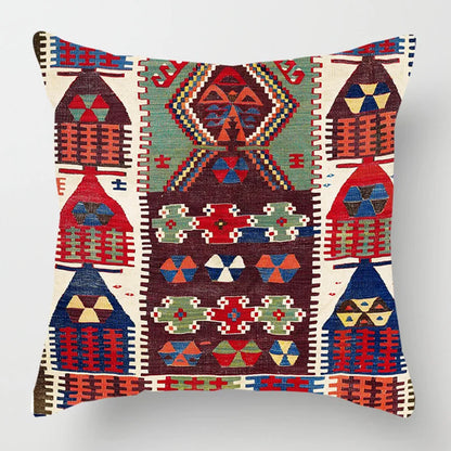 Ethnic Persian Carpet Print Linen Throw Pillow Cover