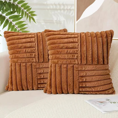 2pcs Artificial Plush Throw Pillow Covers