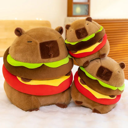 Hamburger Capybara Plush Shaped Pillow