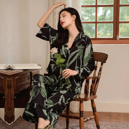 Premium Women's Ice Silk Pajama Set