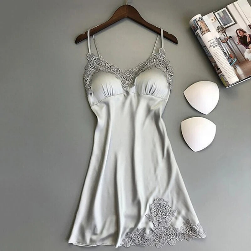 Sexy Pajamas Women's Silk Suspender Nightdress