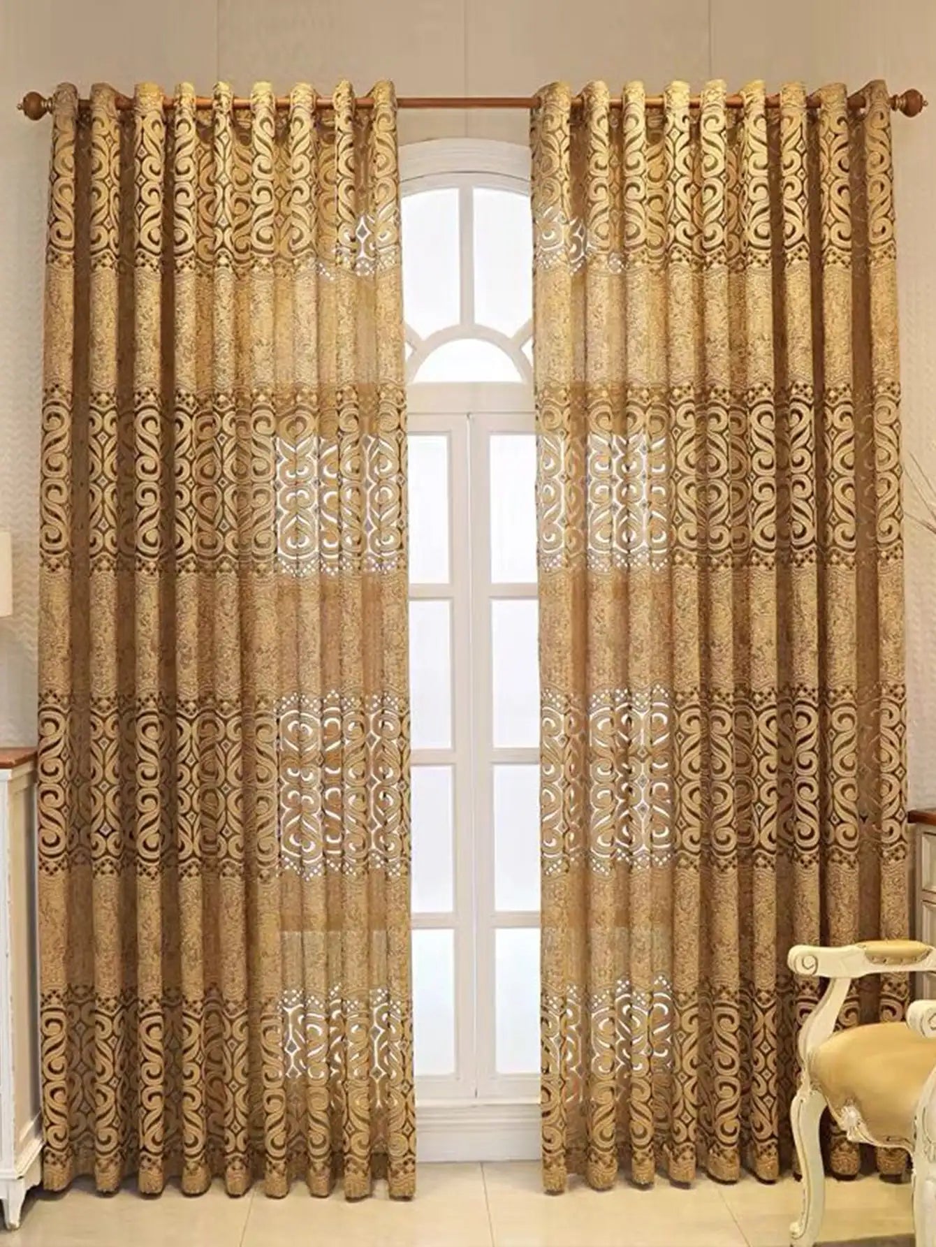 Hollow perforated bedroom curtains
