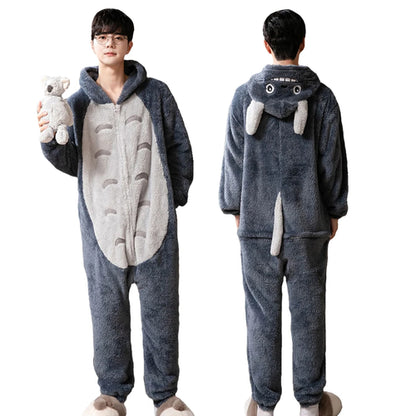 Fleece Cartoon Onesies for Adults - Totoro and Pikachu