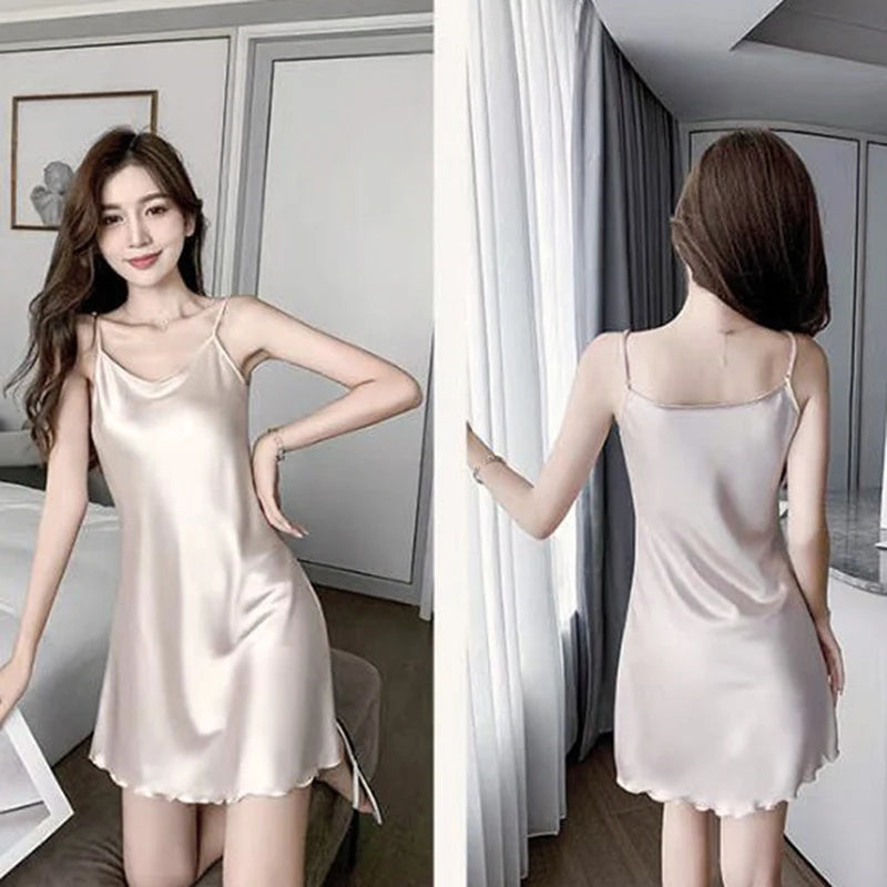 Sexy Pajamas Women's Silk Suspender Nightdress