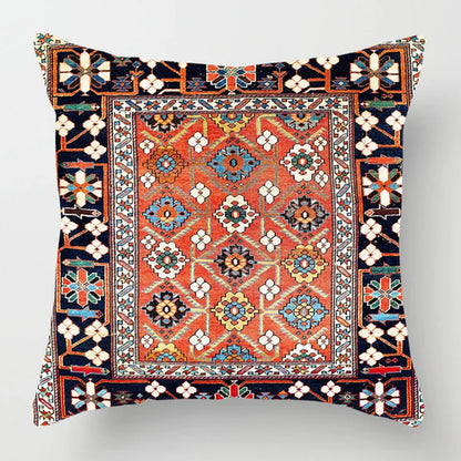 Ethnic Persian Carpet Print Linen Throw Pillow Cover