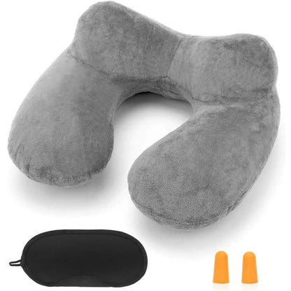 Inflatable Travel Pillow with Soft Velvet Cover