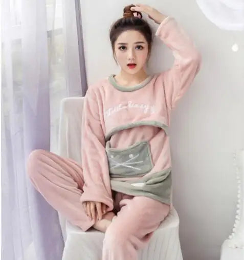 Autumn Long Sleeve flannel Maternity Clothing