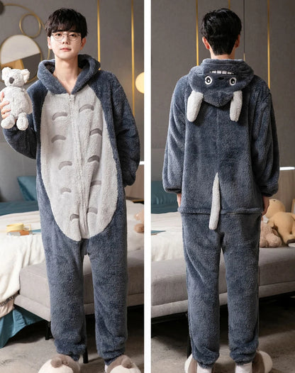 Fleece Cartoon Onesies for Adults - Totoro and Pikachu