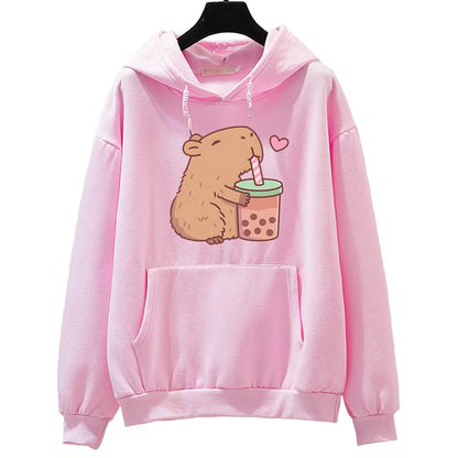 Kawaii Bubble Tea Capybara Hoodie