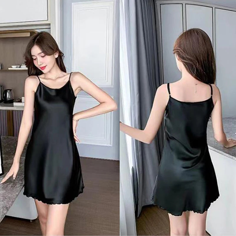 Sexy Pajamas Women's Silk Suspender Nightdress