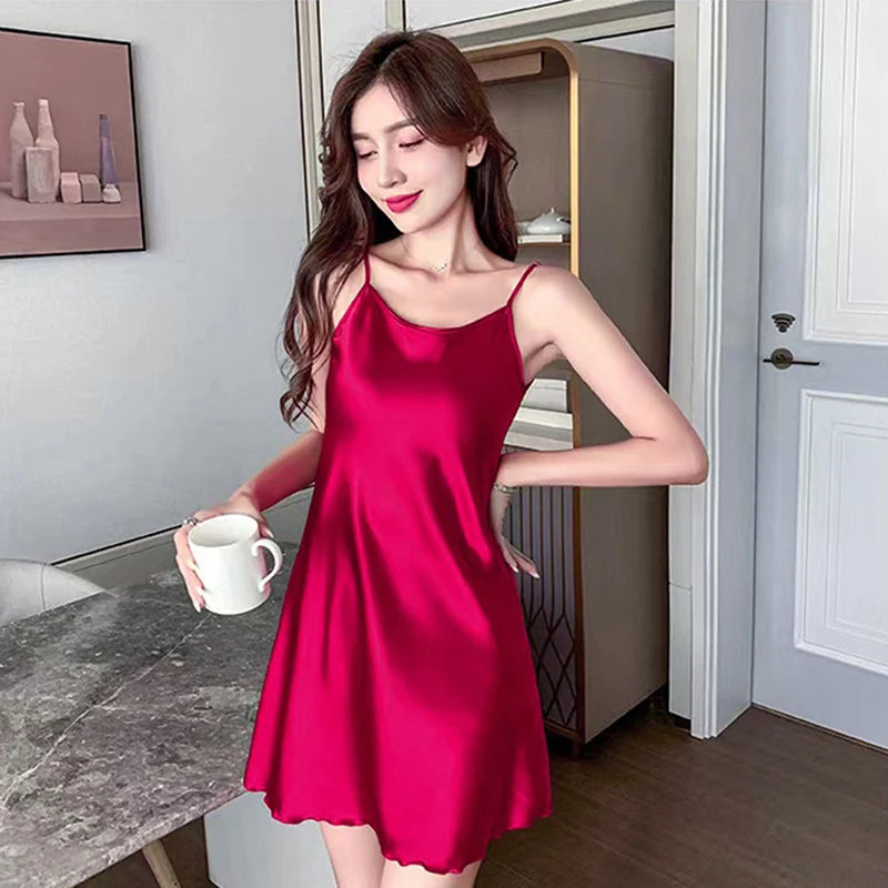 Sexy Pajamas Women's Silk Suspender Nightdress
