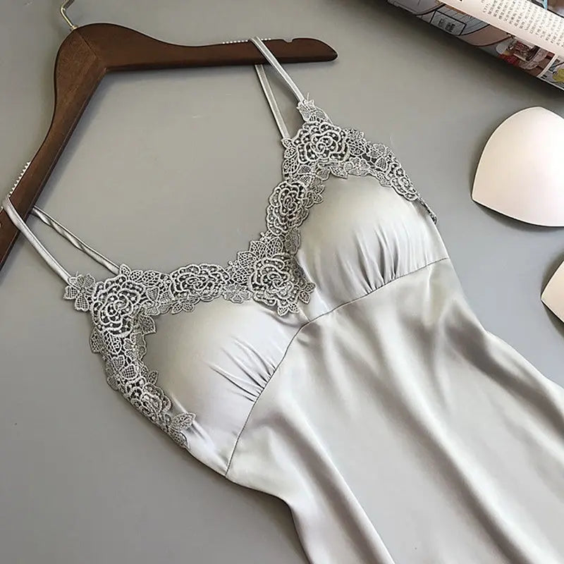 Sexy Pajamas Women's Silk Suspender Nightdress