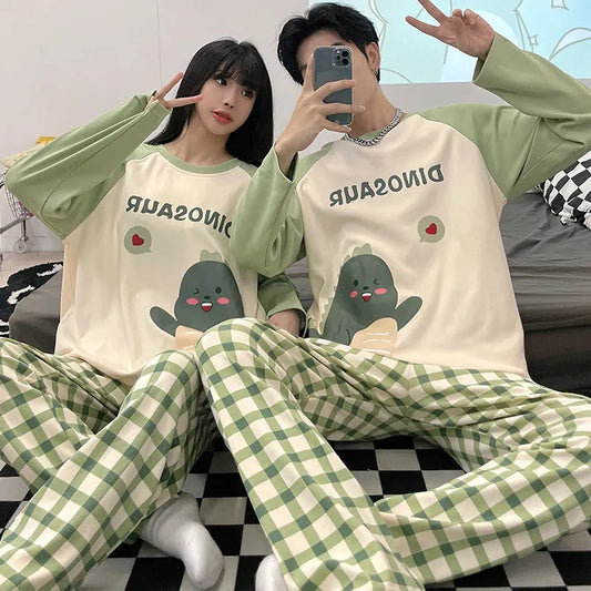 Dinosaur Cartoon Cotton Pajamas for Adults