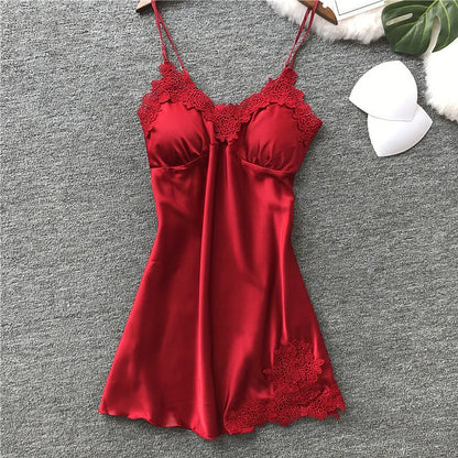 Sexy Pajamas Women's Silk Suspender Nightdress
