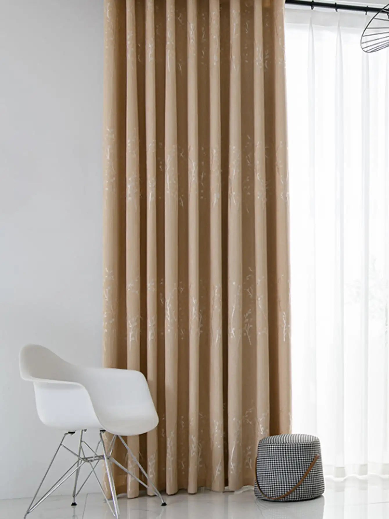 Cream yellow garden living room curtains