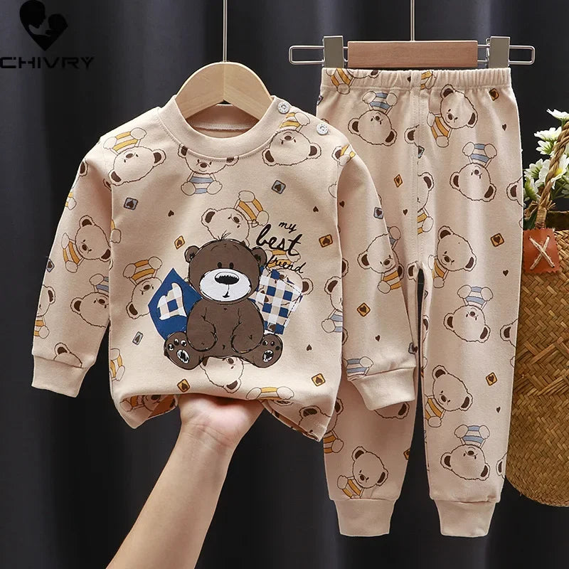 Cartoon Print Pajama Sets Long Sleeve