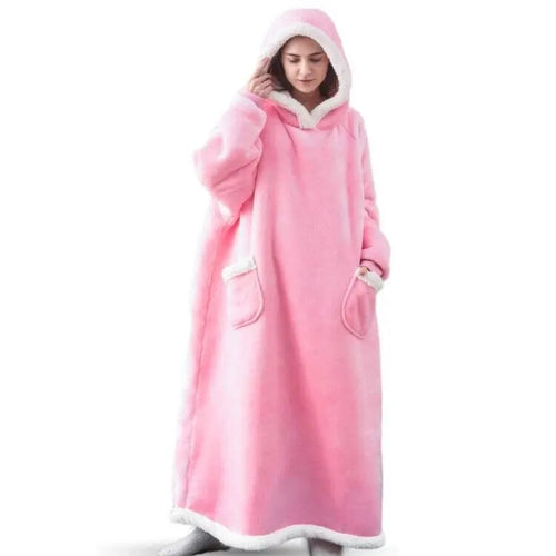 Long Hooded Winter Blanket With Sleeves