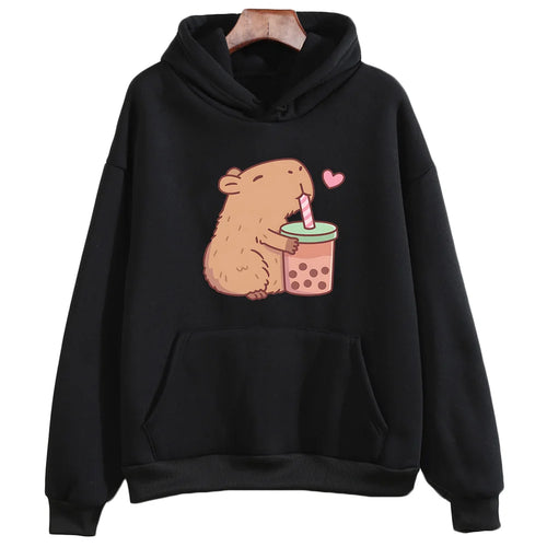 Kawaii Bubble Tea Capybara Hoodie